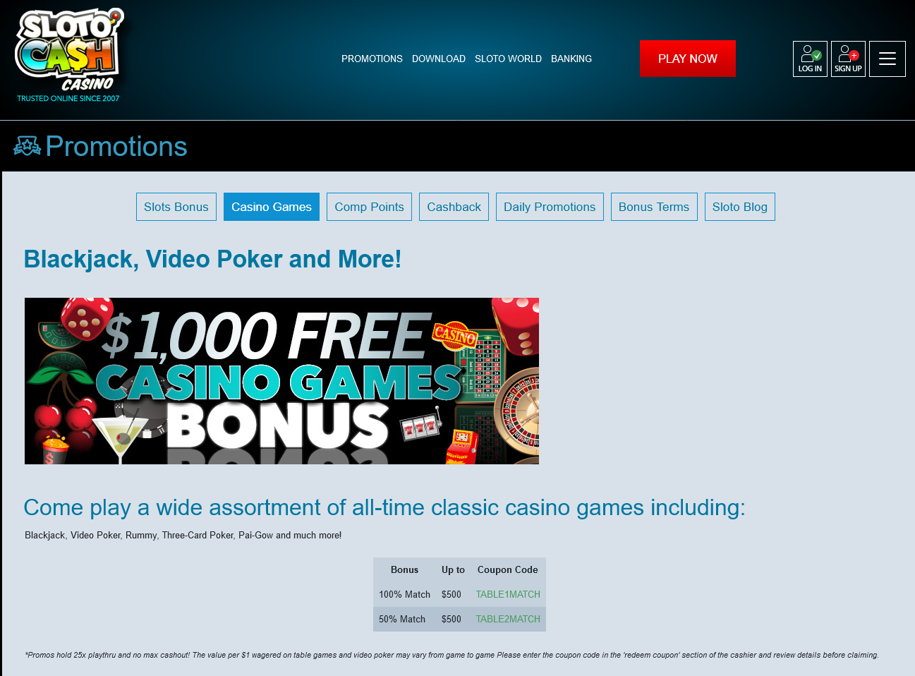 Slotocash Casino
                                              Games